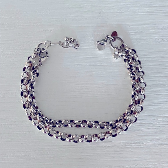 Thick chunky Origami Owl  Double Rolo Chain Silver Tone Bracelet 9-11" - Picture 6 of 6